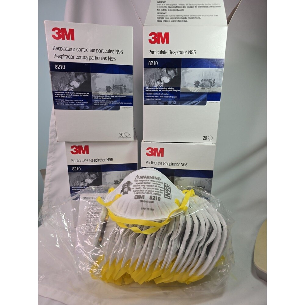 4 Boxes Of 20 - 3M 8210 N95 Disposable Particulate Respirator Mask
